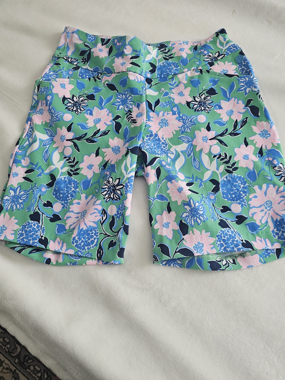Lilly Pulitzer Green and Pink Floral Bermuda Shorts